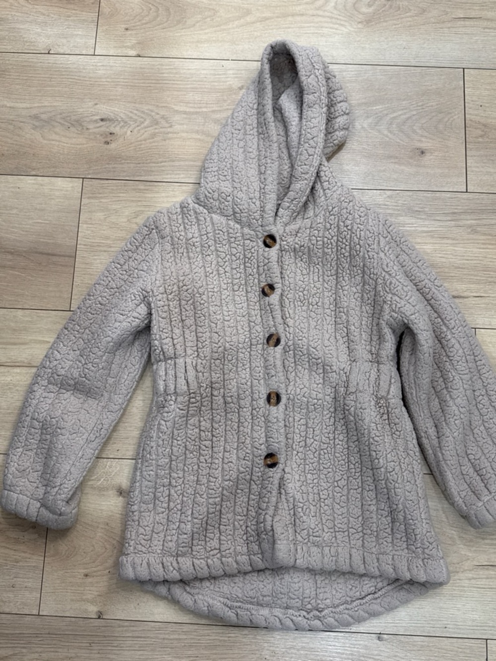 Cozy Hooded Kids Jacket in Light Taupe